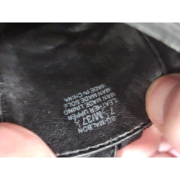 BCBGMaxazria Malbon Black Leather Curt-out Wedge Booties/Sz. 7.5M - Picture 9 of 10